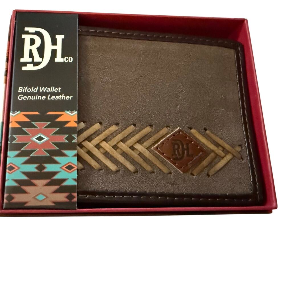 Red Dirt Hat Company Herringbone Rawhide Roughout Bifold Wallet, NWT